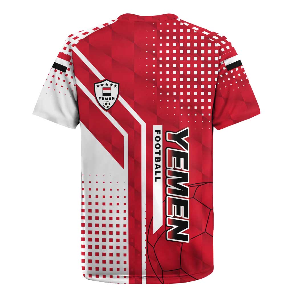 Yemen Football Rugby Jersey with Red and White Flag Design