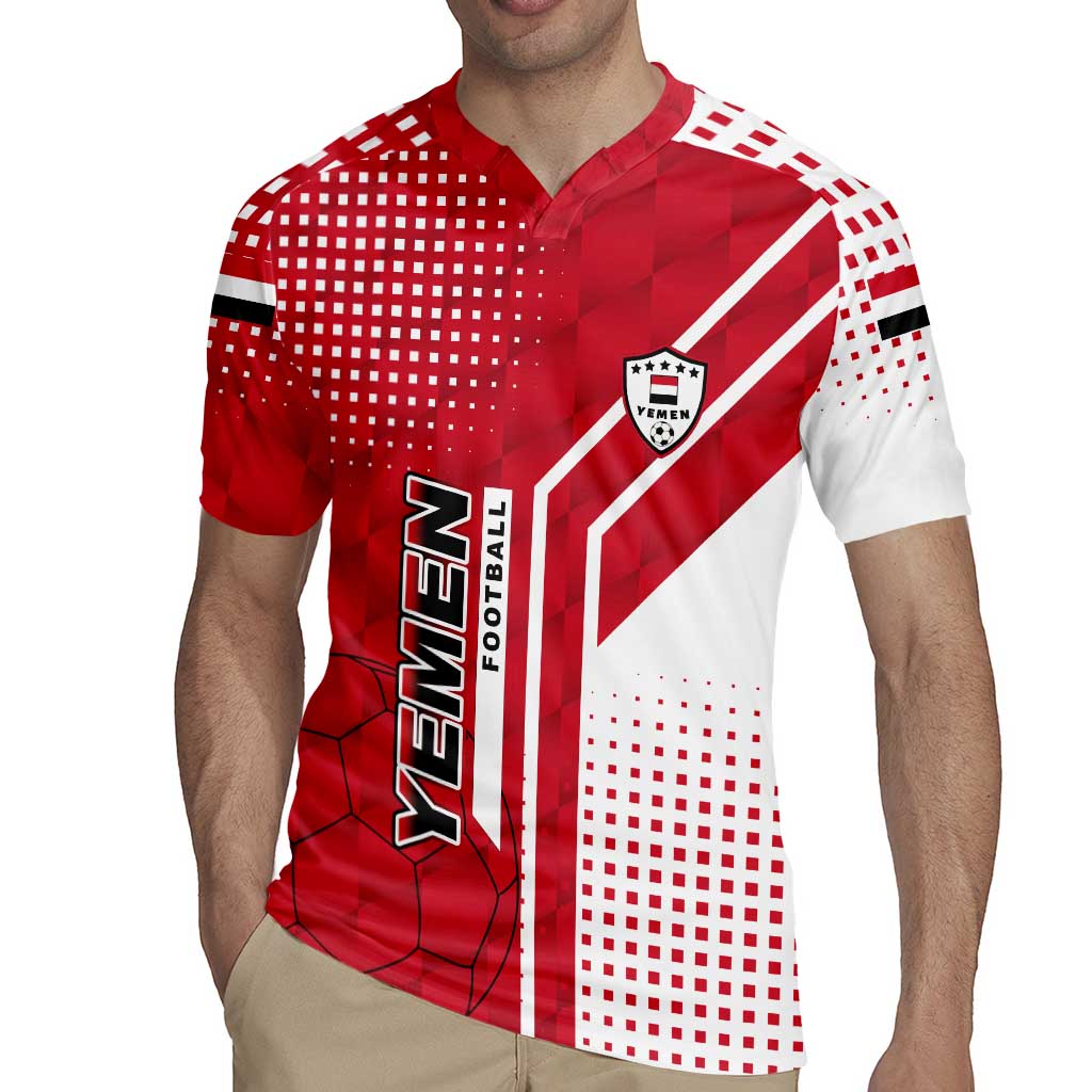 Yemen Football Rugby Jersey with Red and White Flag Design