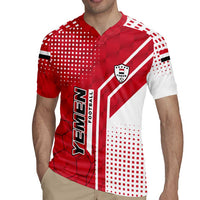 Yemen Football Rugby Jersey with Red and White Flag Design