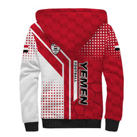 Yemen Football Sherpa Hoodie with Red and White Flag Design