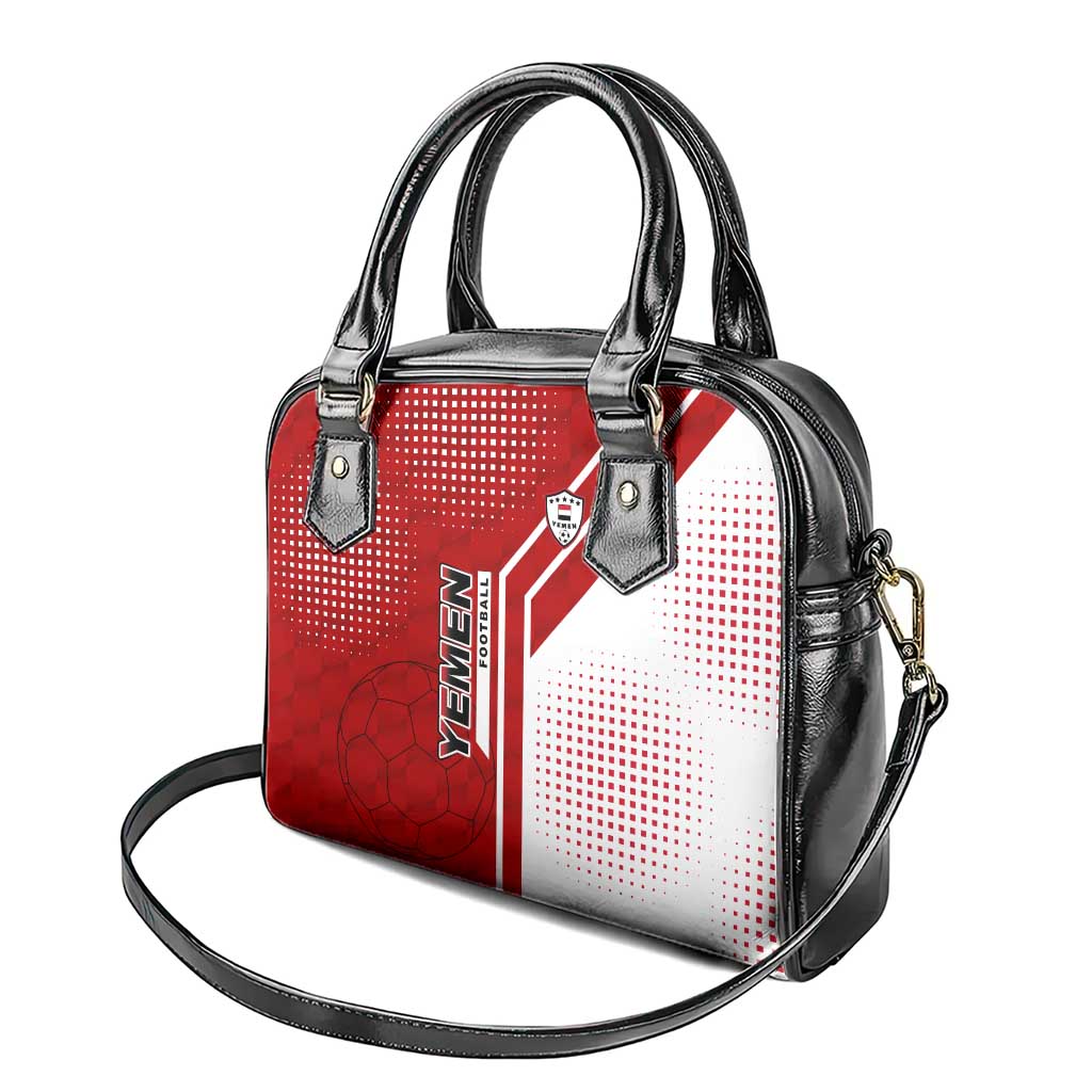 Yemen Football Shoulder Handbag with Red and White Flag Design