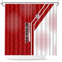 Yemen Football Shower Curtain with Red and White Flag Design