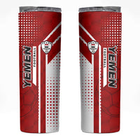 Yemen Football Skinny Tumbler with Red and White Flag Design