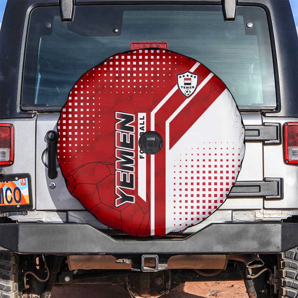 Yemen Football Spare Tire Cover with Red and White Flag Design