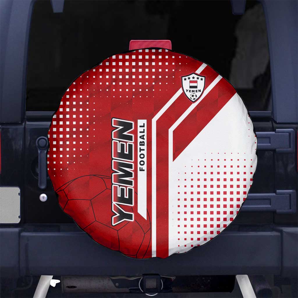 Yemen Football Spare Tire Cover with Red and White Flag Design