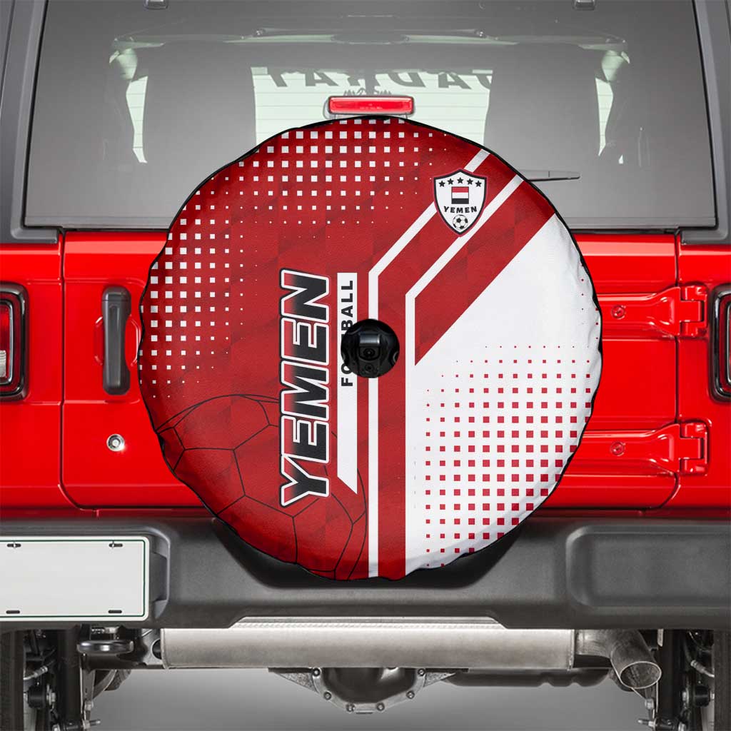 Yemen Football Spare Tire Cover with Red and White Flag Design