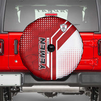 Yemen Football Spare Tire Cover with Red and White Flag Design