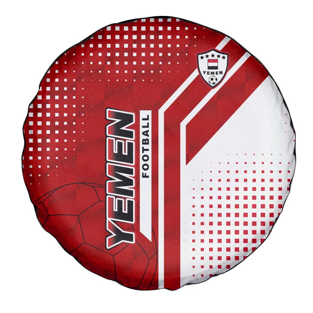 Yemen Football Spare Tire Cover with Red and White Flag Design