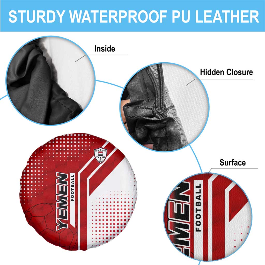 Yemen Football Spare Tire Cover with Red and White Flag Design