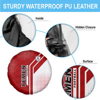 Yemen Football Spare Tire Cover with Red and White Flag Design