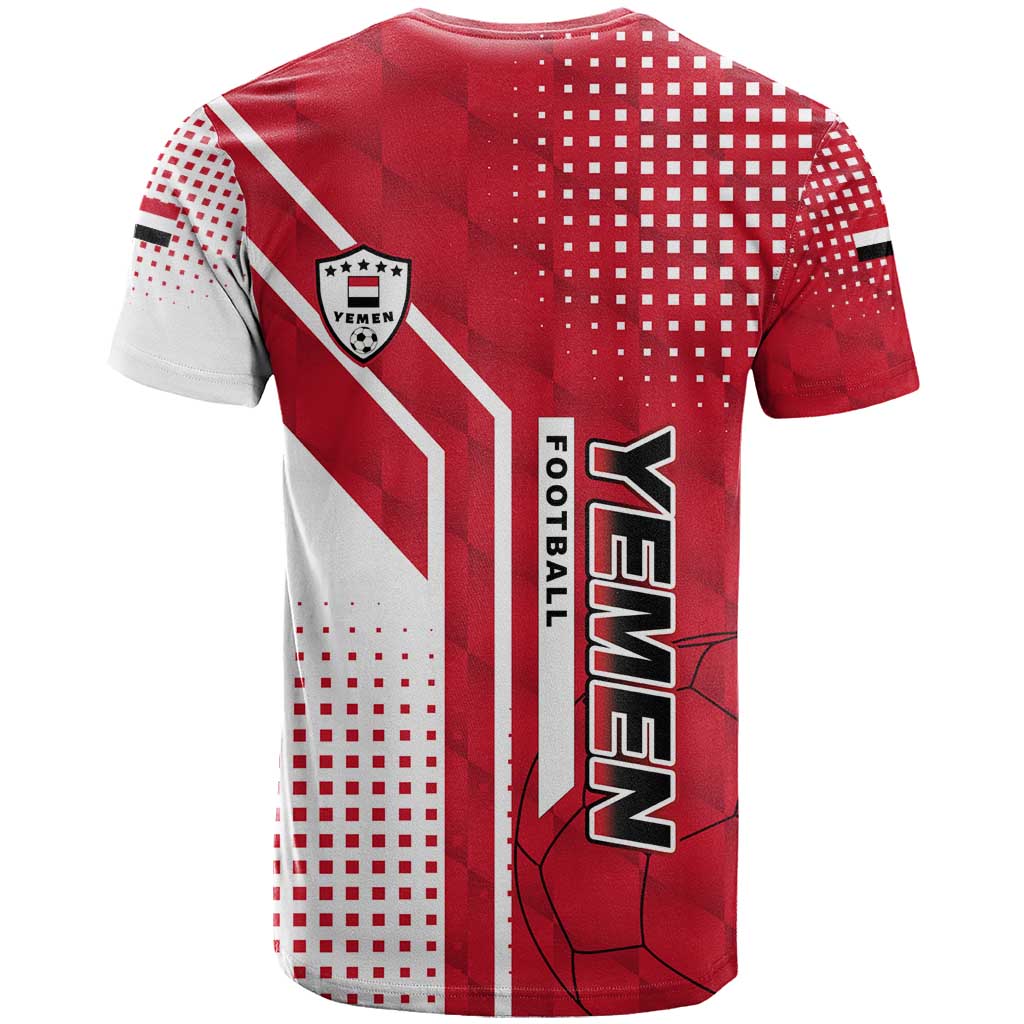Yemen Football T Shirt with Red and White Flag Design