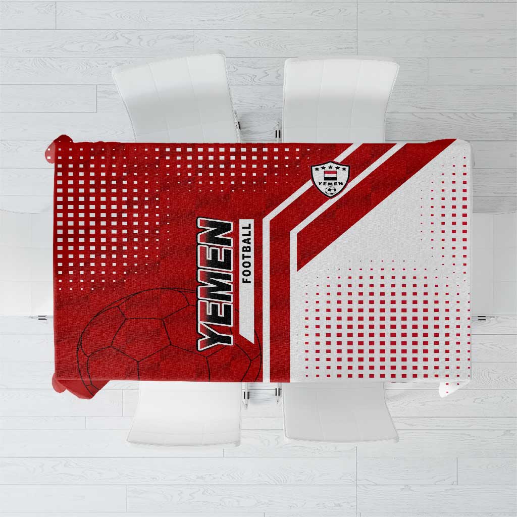 Yemen Football Tablecloth with Red and White Flag Design
