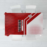 Yemen Football Tablecloth with Red and White Flag Design