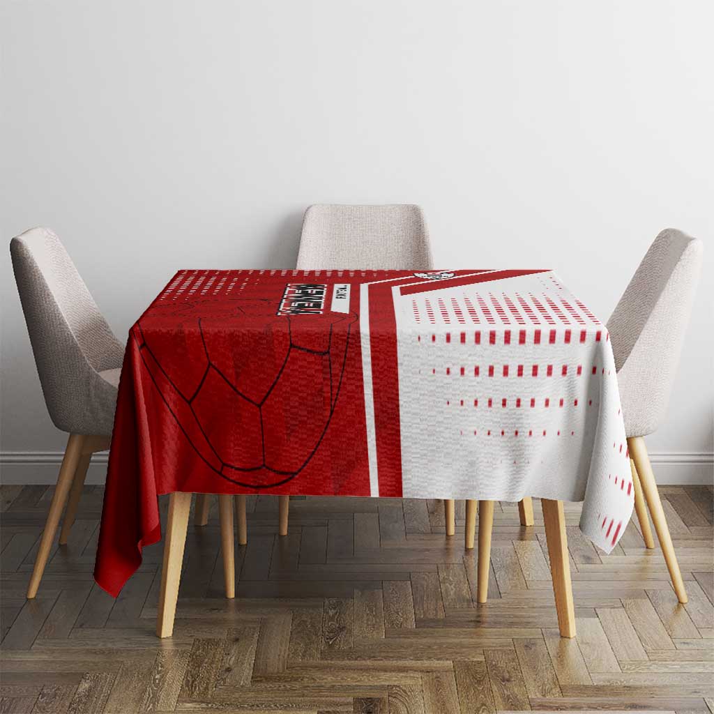 Yemen Football Tablecloth with Red and White Flag Design