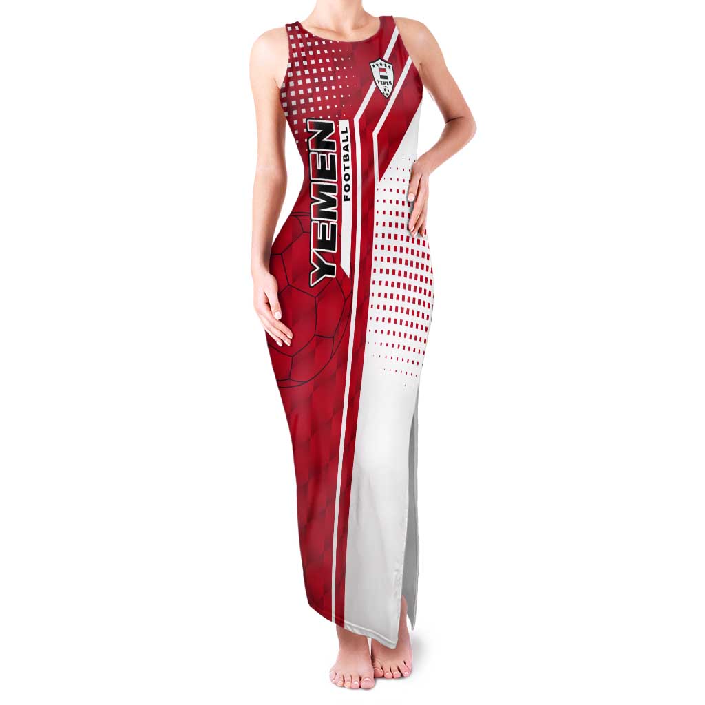 Yemen Football Tank Maxi Dress with Red and White Flag Design