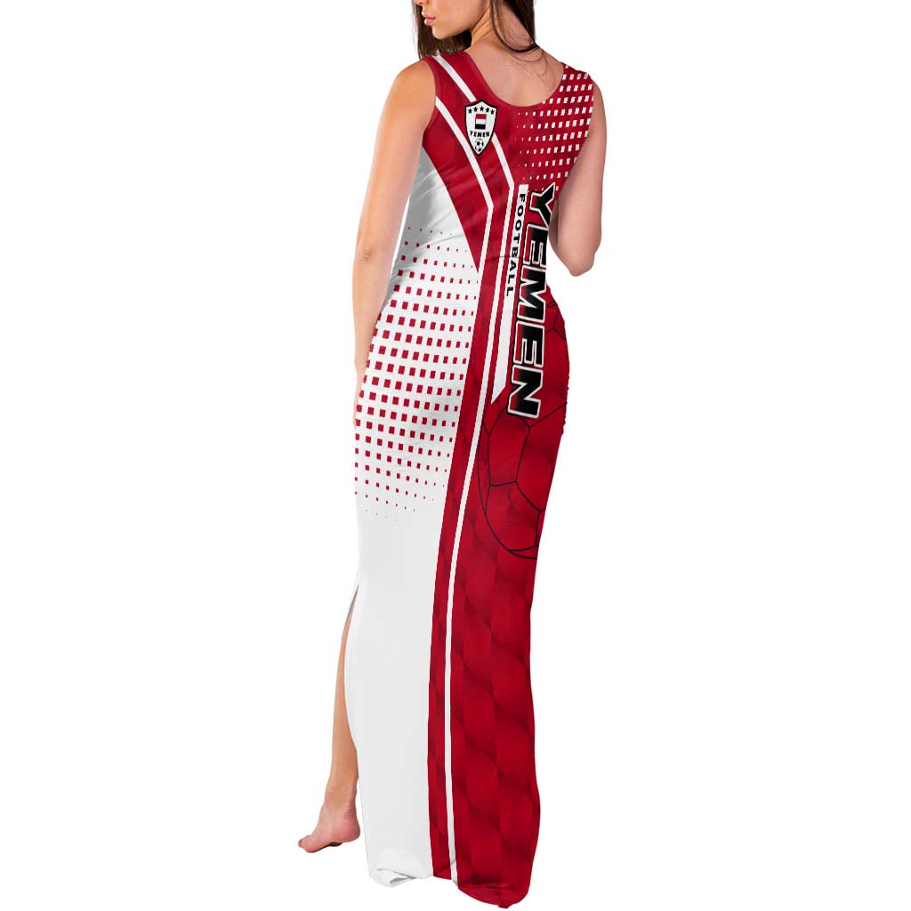 Yemen Football Tank Maxi Dress with Red and White Flag Design