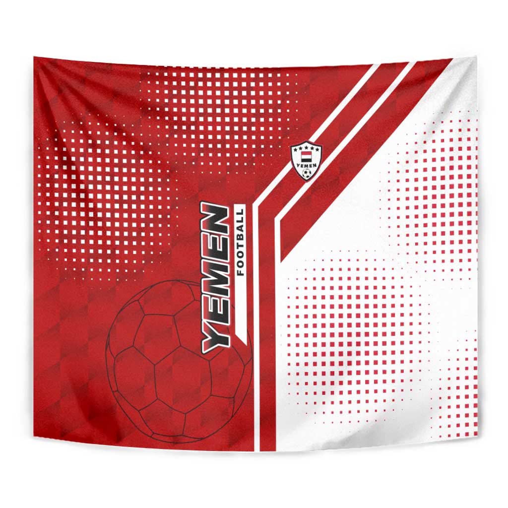 Yemen Football Tapestry with Red and White Flag Design