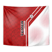 Yemen Football Tapestry with Red and White Flag Design