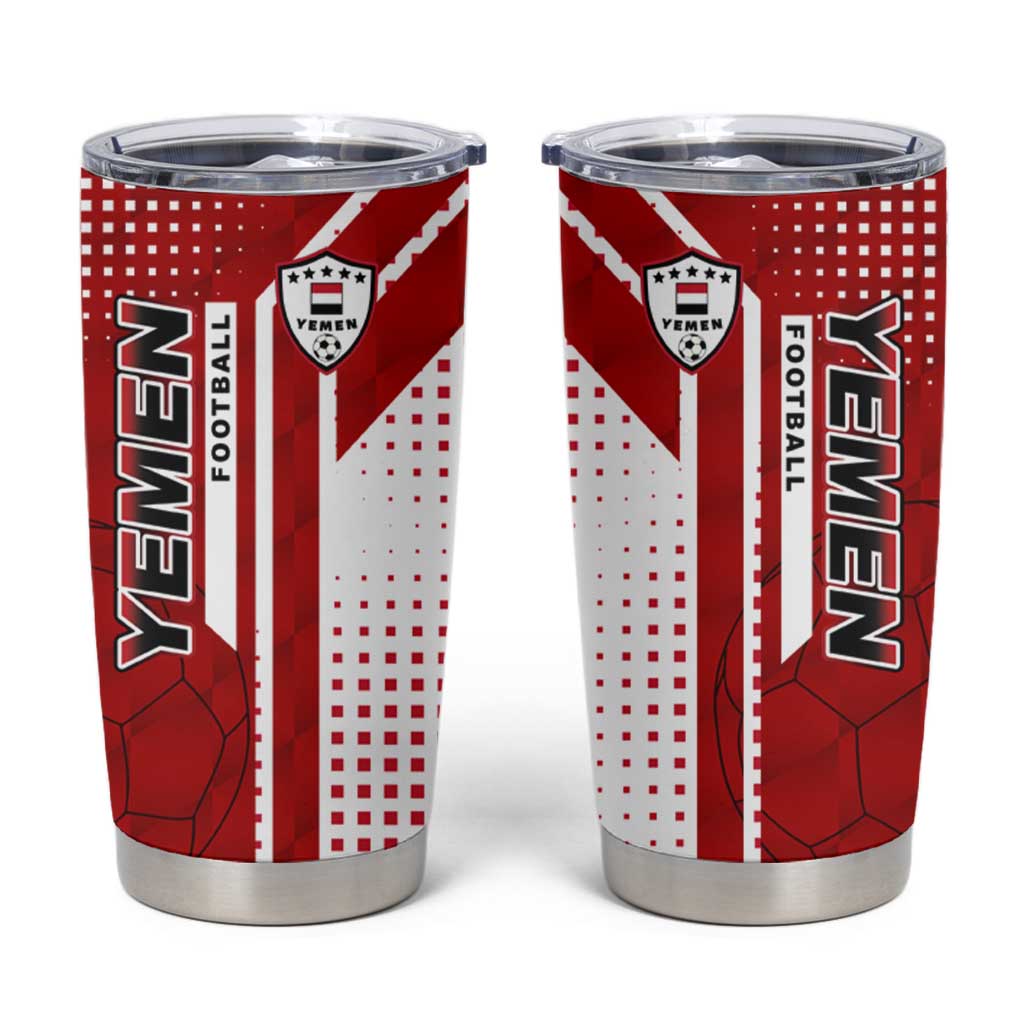 Yemen Football Tumbler Cup with Red and White Flag Design
