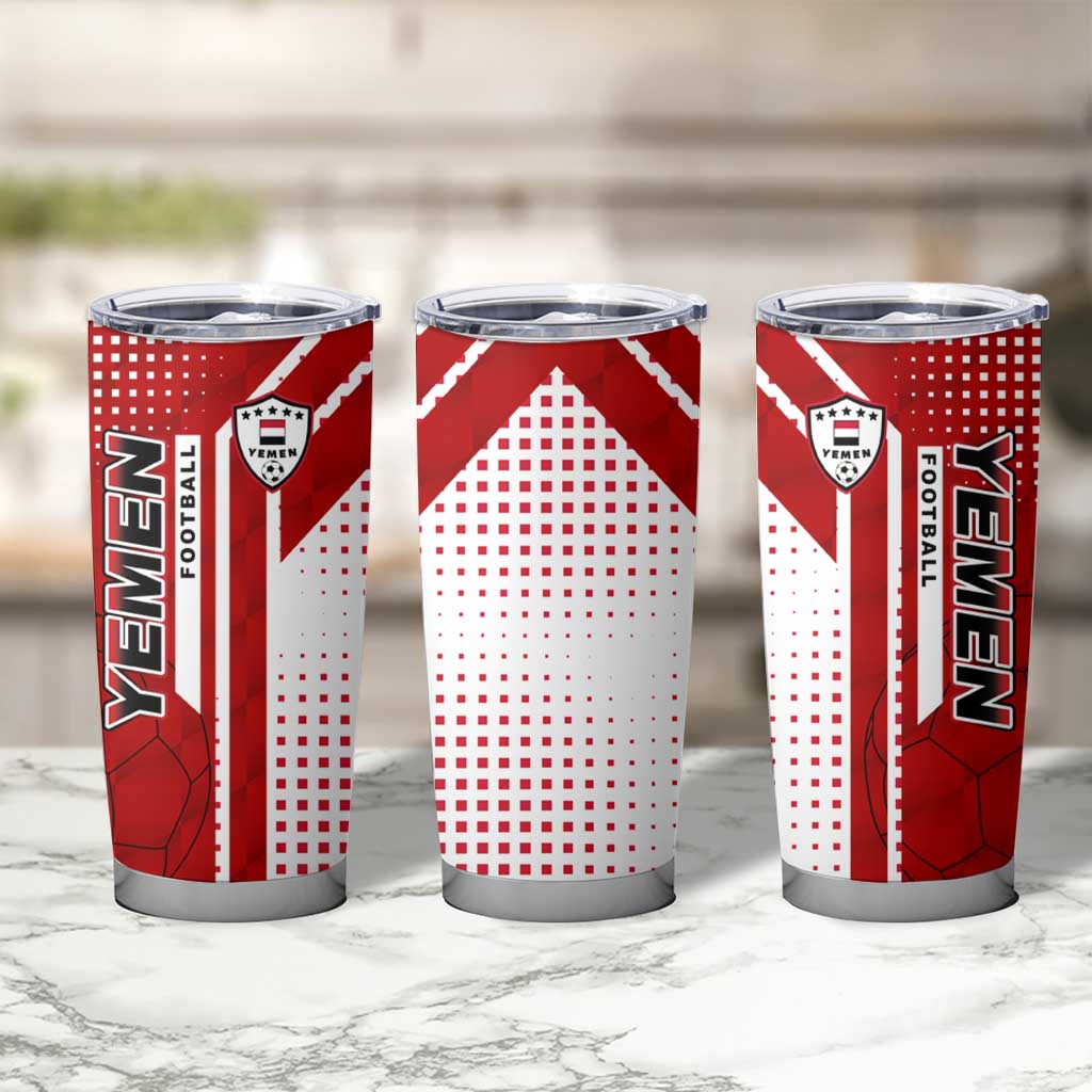 Yemen Football Tumbler Cup with Red and White Flag Design