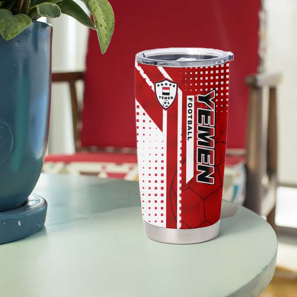 Yemen Football Tumbler Cup with Red and White Flag Design