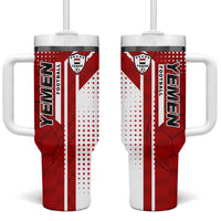 Yemen Football Tumbler With Handle with Red and White Flag Design