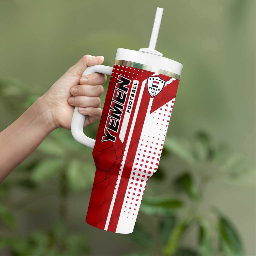 Yemen Football Tumbler With Handle with Red and White Flag Design
