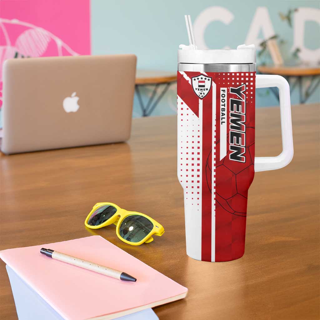 Yemen Football Tumbler With Handle with Red and White Flag Design