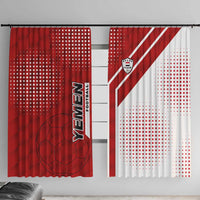 Yemen Football Window Curtain with Red and White Flag Design