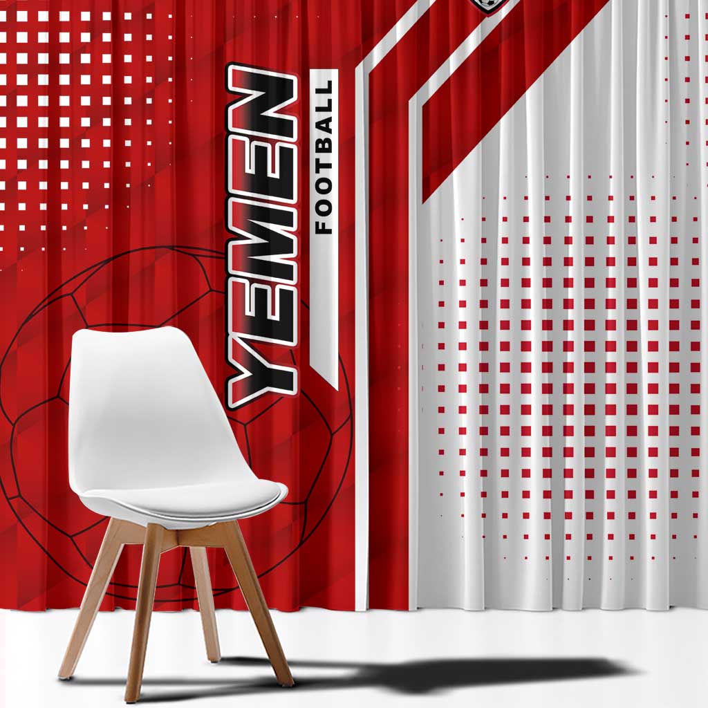 Yemen Football Window Curtain with Red and White Flag Design