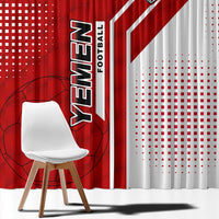 Yemen Football Window Curtain with Red and White Flag Design