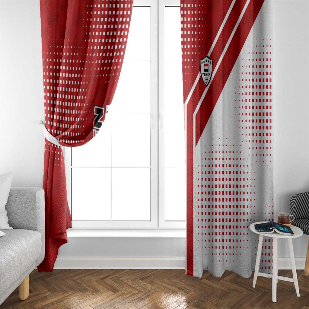 Yemen Football Window Curtain with Red and White Flag Design