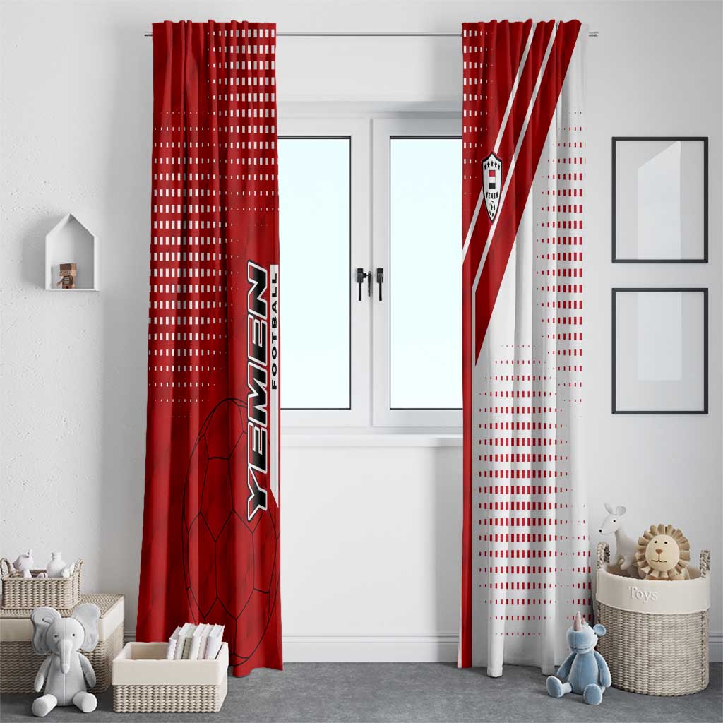 Yemen Football Window Curtain with Red and White Flag Design