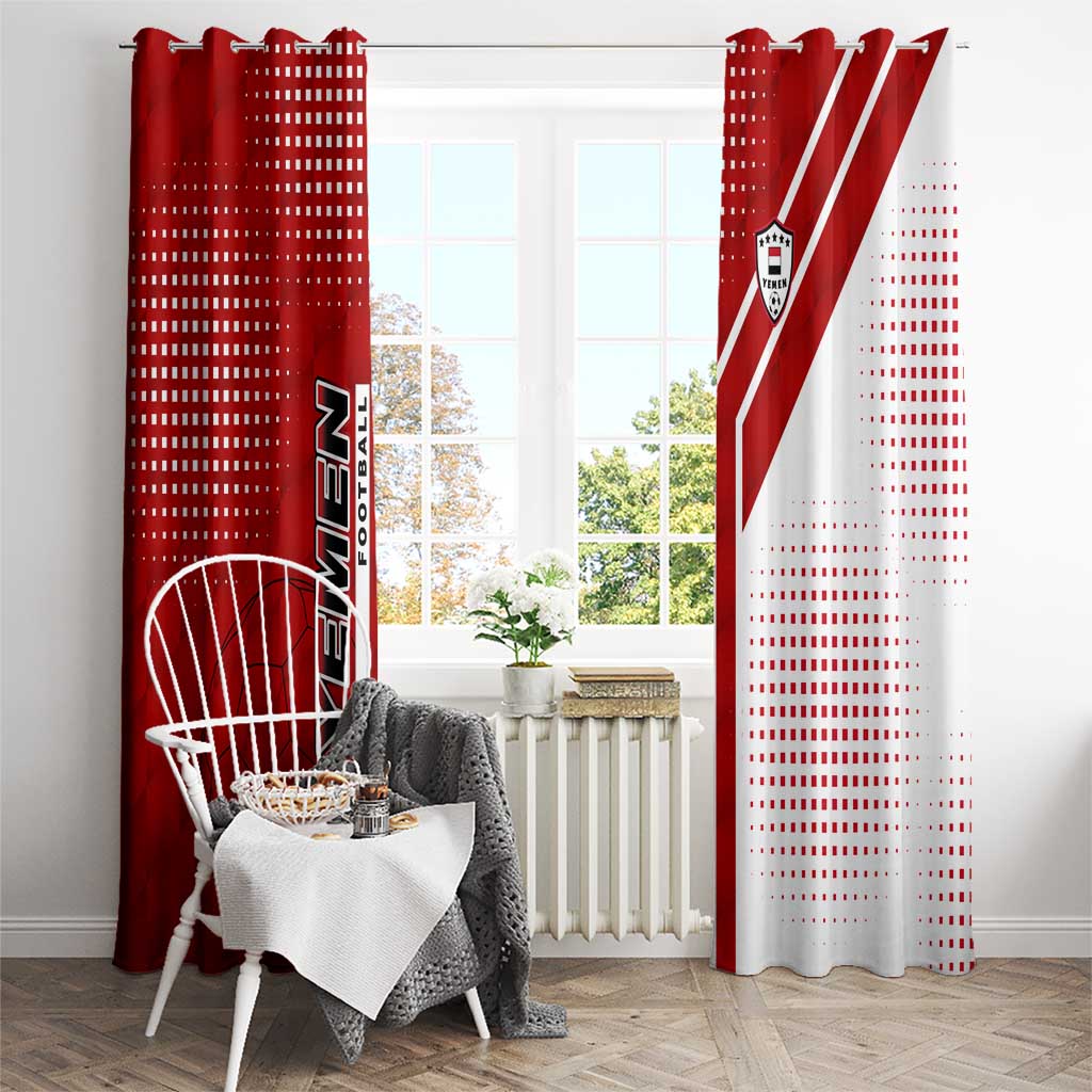 Yemen Football Window Curtain with Red and White Flag Design