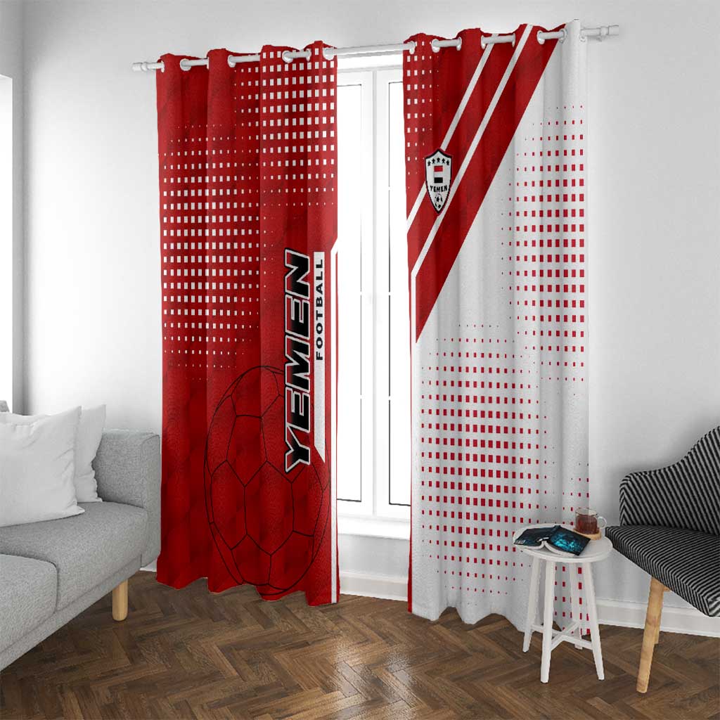 Yemen Football Window Curtain with Red and White Flag Design