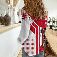 Yemen Football Women Casual Shirt with Red and White Flag Design