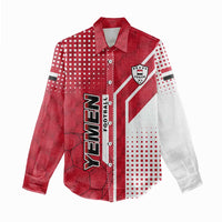 Yemen Football Women Casual Shirt with Red and White Flag Design
