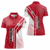 Yemen Football Women Polo Shirt with Red and White Flag Design