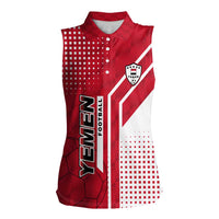 Yemen Football Women Sleeveless Polo Shirt with Red and White Flag Design