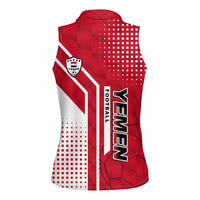 Yemen Football Women Sleeveless Polo Shirt with Red and White Flag Design