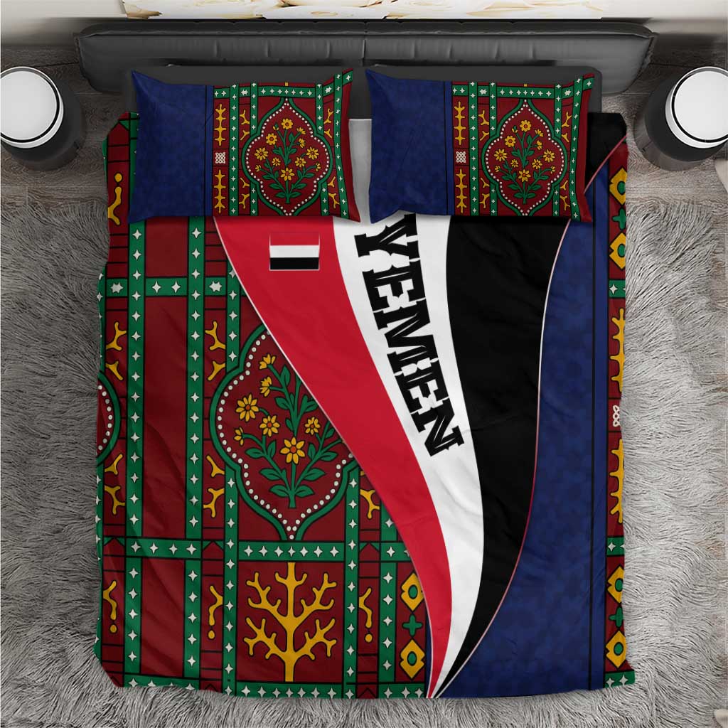 Yemen Heritage Bedding Set with Traditional Pattern and Flag Colors