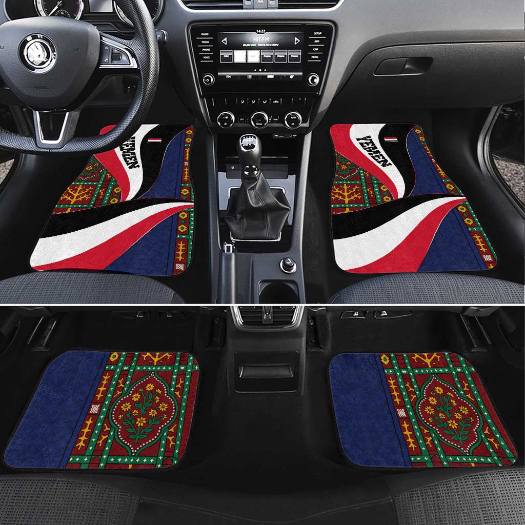 Yemen Heritage Car Mats with Traditional Pattern and Flag Colors