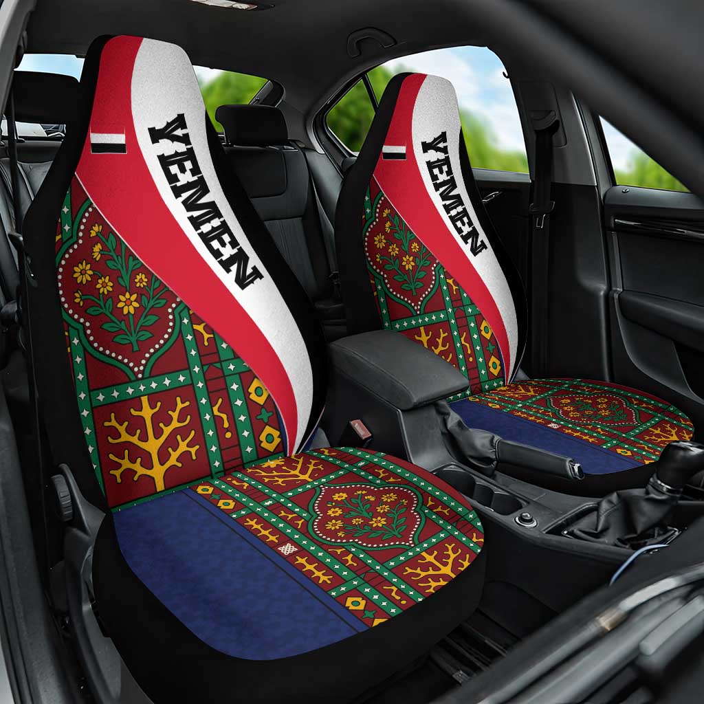Yemen Heritage Car Seat Cover with Traditional Pattern and Flag Colors