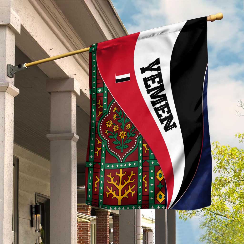 Yemen Heritage Garden Flag with Traditional Pattern and Flag Colors