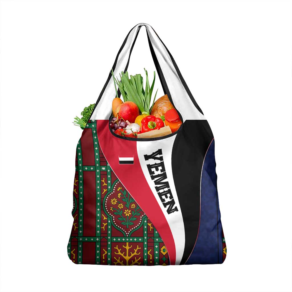 Yemen Heritage Grocery Bag with Traditional Pattern and Flag Colors