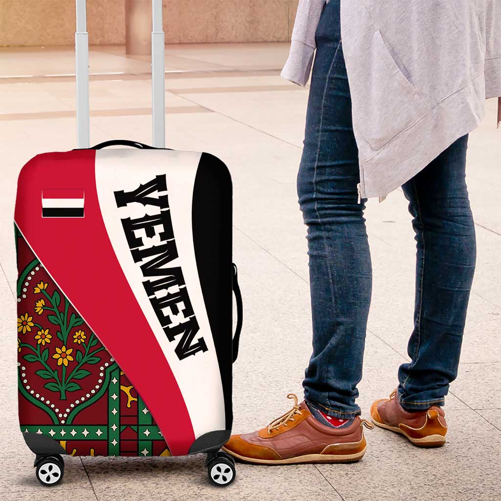 Yemen Heritage Luggage Cover with Traditional Pattern and Flag Colors