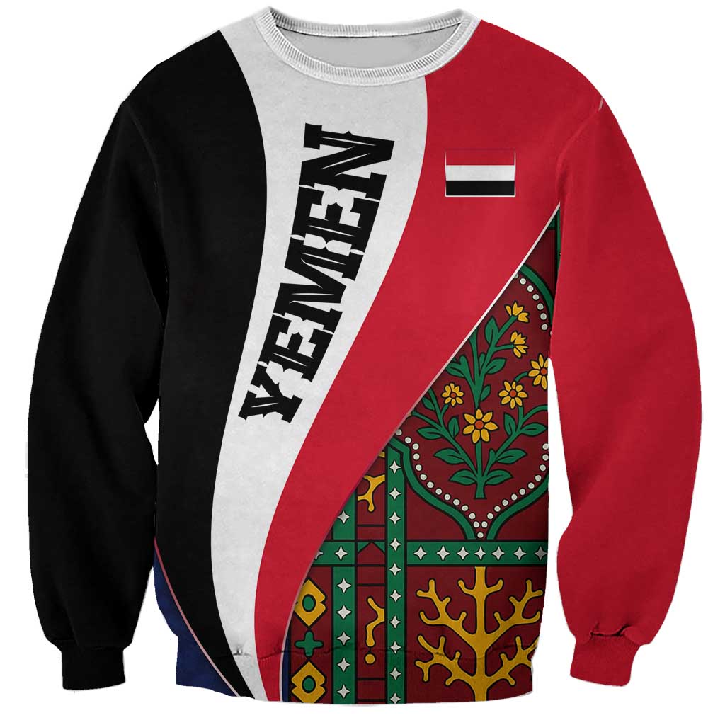 Yemen Heritage Sweatshirt with Traditional Pattern and Flag Colors
