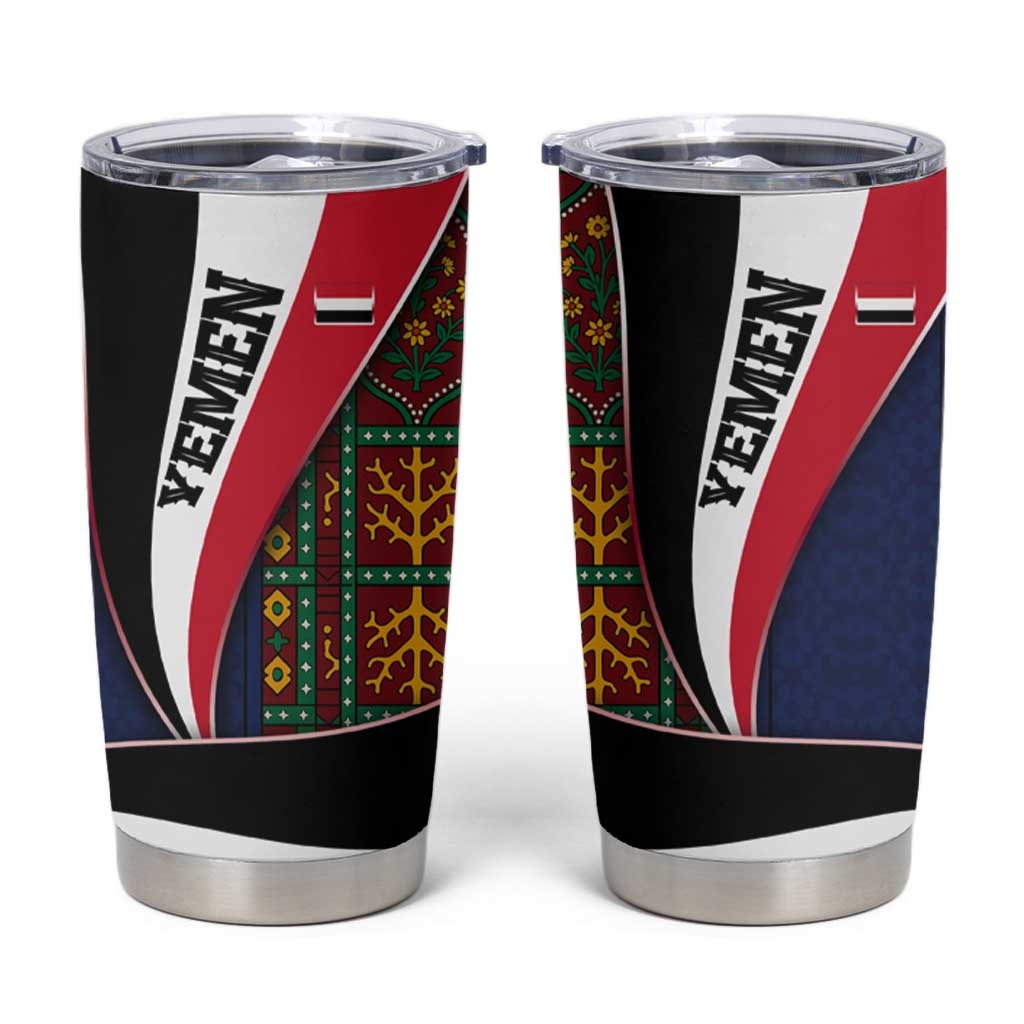 Yemen Heritage Tumbler Cup with Traditional Pattern and Flag Colors