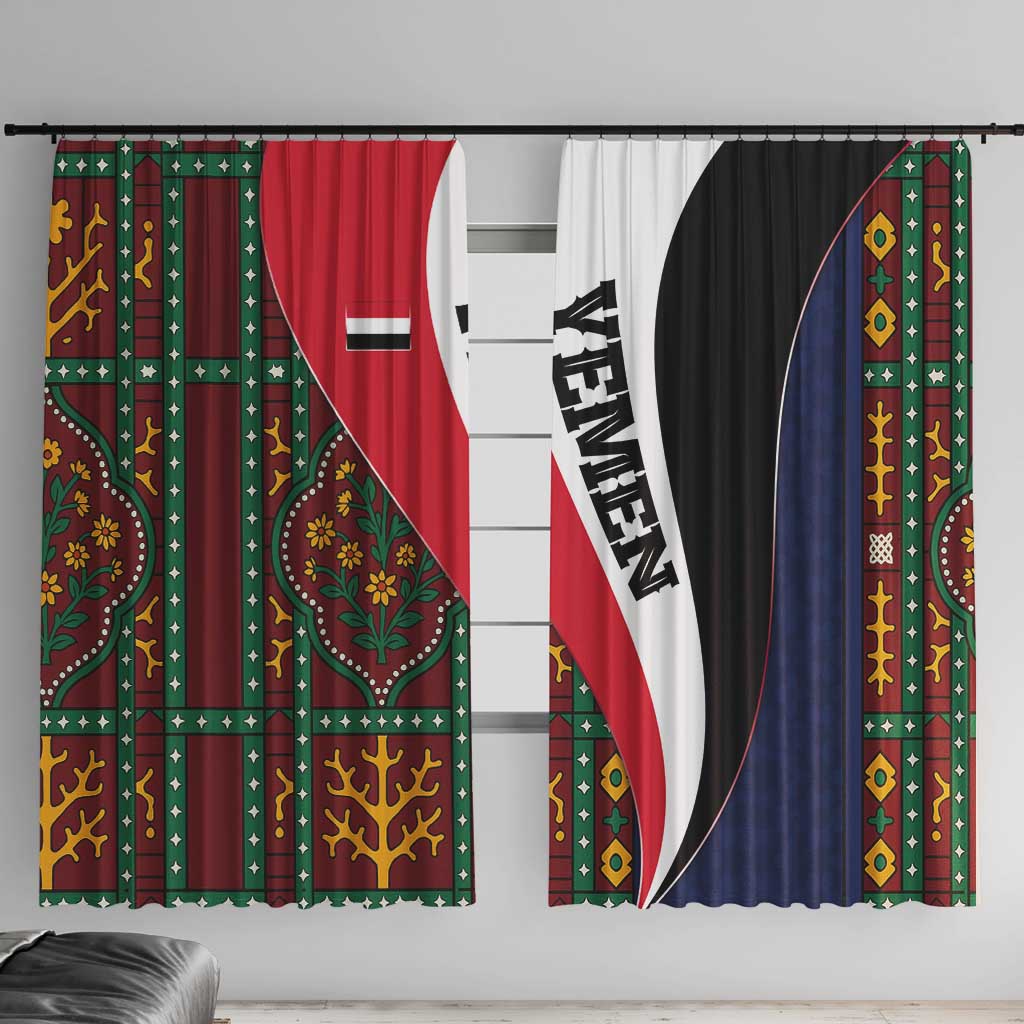 Yemen Heritage Window Curtain with Traditional Pattern and Flag Colors