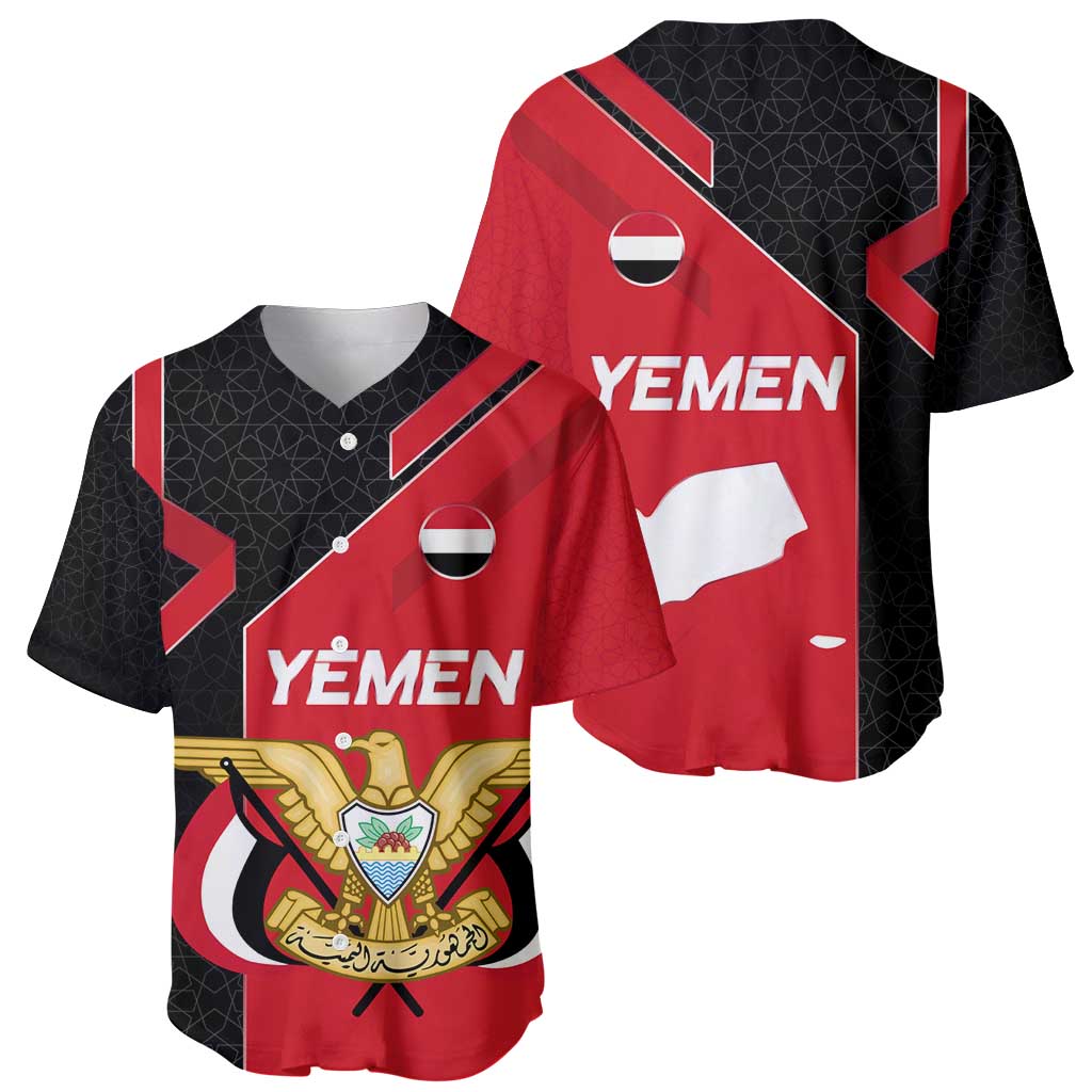 Yemen Eagle Emblem Baseball Jersey with National Flag and Map Design